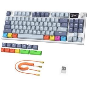 ATTACK SHARK K86 75% Draadloos Mechanisch Toetsenbord, 2.4G/BT5.0/USB-C Bedraad Tri-mode Gamingtoetsenbord, QWERTY, 1,2'' TFT HD-Kleurenscherm en Knob, RGB-Backlit Hot-Swap PBT Keycap - BlauwPro