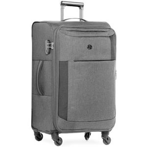 FERGÉ Saint-Tropez Kofferset, zachte kofferset, 3-delig, handbagage 55 cm, L en XL, 3-delige stoffen koffer, rolkoffer, 4 wielen, stretch-flex, grijs en donkergrijs., Koffer L, koffer