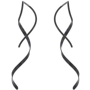 Spiraal Threader oorbellen Koreaanse Helix Wave Curve Ear Line Manchet roestvrij staal bungelende oorbel vrouwen mode sieraden-zwart
