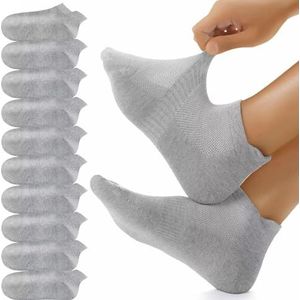YouShow 10 paar sneakersokken voor dames en heren, ademende katoenen sokken, korte sportsokken, hardloopsokken, 10 x grijs., 35-38 EU