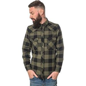 ROCK-IT Apparel I Flanellen Overhemd Heren Lange Mouw I Geruit Overhemd I Premium Casual Overhemd Plaid I Houthakkersoverhemd I Maten S-5XL I Zwart/Olijf L