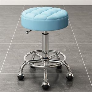 Leer ottoman voetenbank, Hydraulische draaikruk met voetensteun van metaal for salon, massage, kliniek, bar, kantoor, veelkleurig(F)