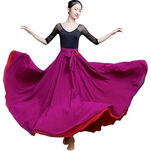 Chiffon Grote Swing Rok Twee Zijden Dragen Contrast Kleur 8M Grote Swing Maxi Rok Lente Zomer Chiffon Baljurk Rok Lange Boho Rokken Dames Swing Chiffon Geplooide Rokken, Paars Rood, XS