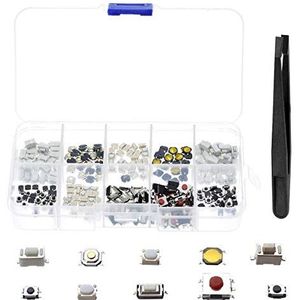 Youmile 250 STKS 10 Waarde Micro Momentary Tactiele Drukknop SMD DIP Assortiment Kit voor PCB? Auto Afstandsbediening met Pincet