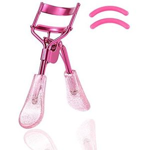 Uranian Roze wimperkruller make-up wimperkruller met 2 siliconen navulpads glitter wimperkrultang gereedschap voor vrouwen en meisjes