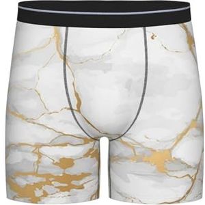 Boxer slips, heren onderbroek Boxer Shorts been Boxer Briefs grappig nieuwigheid ondergoed, wit marmer goud patroon, zoals afgebeeld, L