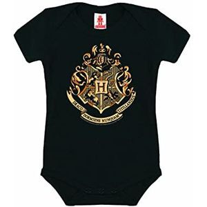Logoshirt® Harry Potter I Hogwarts I Emblem I Rompertjes I Romper I Korte mouw I Zwart I Gelicentieerd origineel ontwerp, Maat 62/68, 3-6 maanden