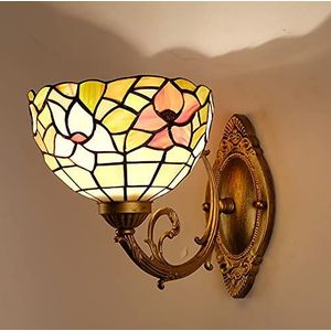 Tiffany -Stijl Wandlampen, 20 Cm Getint Glazen Wandlamp, Metalen Basis, LED -Wandlamp Victorians Voor Lounge Corridor Slaapkamer Bedlamp
