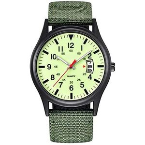 ZQLALA Mannen Tactical Field Sport Analoog Horloge,Mode Analoge Polshorloge, Waterdicht, Outdoor Casual Quartz Polshorloge voor Mannen, Lichtgroen, riem