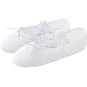 Balletschoenen, Platte canvas balletschoenen, Balletoefeningschoenen met zachte zool, Gymnastiekschoenen for dames, Balletoefening (Color : White, Size : 33(20cm))