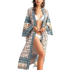 LikeJump - Dames-kimono - Lichtblauw - Knielange Strandjurk - Zomerjurk