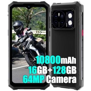 HOTWAV Cyber 13 2025 Outdoor mobiele telefoon zonder abonnement, Android 14, 10800mAh, 16GB + 128GB/1TB TF Outdoor Smartphone, 6,6"" DH+ 90Hz, 64MP + 16MP bouwplaatsmobiele telefoon, Face ID/NFC/OTG,