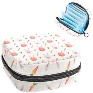 Opbergtas voor maandverband, menstruatiecup zakje, menstruatiezak, organizer voor vrouwelijke pads, tampons, schattige cartoon konijn en ei