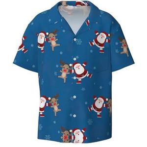 YJxoZH Kerst Patroon Print Heren Jurk Shirts Casual Button Down Korte Mouw Zomer Strand Shirt Vakantie Shirts, Zwart, XXL