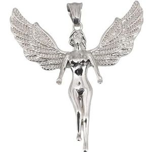 VACOY Titanium staal gevallen engel hanger godin pwant vleugel driedimensionale veer rap hip hop mannelijke halsketting