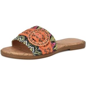 Nine West Polen platte sandaal voor dames, Oranje Bruin Multi 800, 40.5 EU