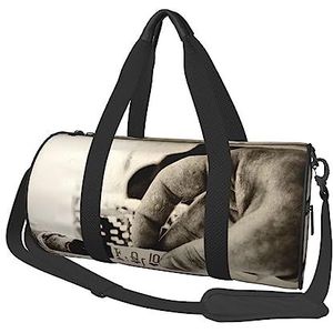 Vintage Conceptuele Poker Hand Gedrukt Sport Plunjezak Gym Tote Bag Weekender Reistas Sport Gym Tas Voor Workout Overnachting Reizen Bagage Vrouwen Mannen, Zwart, One Size, Zwart, Eén maat