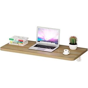 FZDZ Wandgemonteerde klaptafel, zwevende wandgemonteerde tafel, houten bureau voor kantoor thuis keuken, opvouwbare tafel werkstationplank met verstelbare stalen beugels. /100 x 50 cm (39,4 x 19,7
