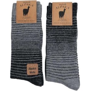 MEBY 2 paar alpaca sokken. Warme thermische sokken. Dikke pluizige wintersokken. Voorgewassen wandelsokken van alpacawol, grijs-antraciet 3098, 43-46 EU