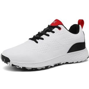PENXZT Golfschoenen voor heren, spikesloze golfsportsneakers, waterdicht, lichtgewicht en antislip voor golftraining,Wit,35 EU