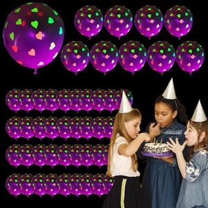 Neon gloedballonnen - 30 cm heldere UV-neonballonnen met harten, stippen en sterren,50 STKS fluorescerende ballonnen Glow in the Dark feestartikelen voor feestdagen jubilea Artsim