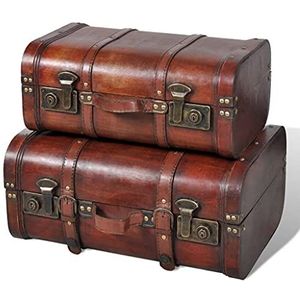 vidaXL 2x Schatkist Vintage Stijl Hout Bruin Kist Opbergkist Schatkisten