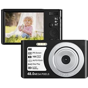 Digitale camera, Retro Vintage compacte digitale fotocamera's for fotografie 48MP 4K Vlog-camcorder Autofocus draagbare videorecorder(64G SD Card,Nero)
