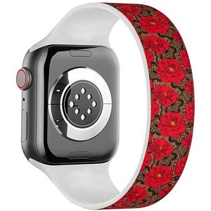 Solo Loop Band Compatibel met All Series Apple Watch 38/40/41mm (Red Rose Black Laces) Elastische Siliconen Band Strap Accessoire, Siliconen, Geen edelsteen