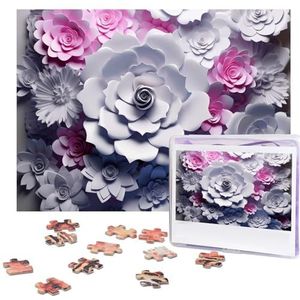 3D-bloemenpuzzels, 500 stuks, gepersonaliseerde legpuzzels, houten fotopuzzel, voor volwassenen, familie, foto, puzzel, geschenken voor bruiloft, verjaardag, Valentijnsdaggeschenken, 51,8 x 38 cm