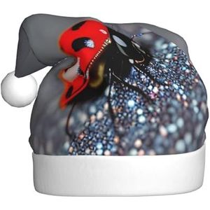SSIMOO Lieveheersbeestjespatroon oneindige gespikkelde pluche kerstmuts voor volwassenen, feestelijke feesthoed, ideaal feestaccessoire voor bijeenkomsten