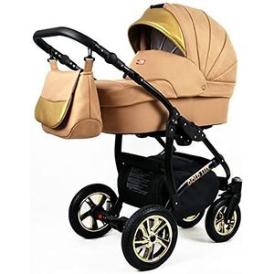Lux4Kids Kinderwagen Kinderwagen 3in1 Autostoel Autostoel Babyzitje Sportstoel Isofix Golden Glow Black Sand Pearl 2in1 Zonder autostoel