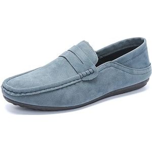 Loafers for heren PU-leer Penny Loafers Bestand antislip Lichtgewicht Wandelen Klassieke instapper (Color : Blue, Size : 39 EU)