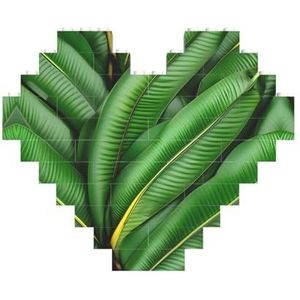Bananenblad groene legpuzzel - hartvormige bouwstenen puzzel-leuk en stressverlichtend puzzelspel