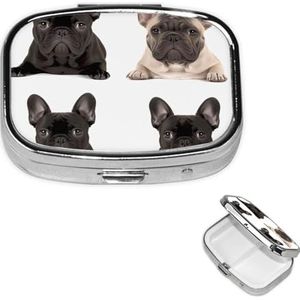 Pillendoosje Rechthoekige Pillendoos 3 Compartimenten Pillenorganisator Franse Bulldog Kleine Pil Case Waterdichte Geneeskunde Organizer Doos voor Reizen Pillencontainers Vitamine Organizer voor