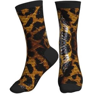 Jkkghll Geel Snake Print Mannen Vrouwen Mid-Tube Sport Sokken Ademend Atletisch Voor Running Fitness Dagelijkse Slijtage, Zwart, One size