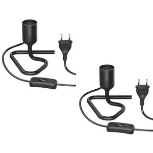 ledscom.de 2 stuks Tafellamp/Lampfitting/Driehoekige voet TRIN, schakelaar, aluminium, kunststof, zwart, 1x E27 max. 60W