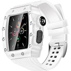 OFWAX Robuuste legering horlogekast en siliconen horlogeband lus mod kit, voor Apple Watch Series 8/7/6/5/4/SE 44 mm 45 mm 41 mm 40 mm serie doe-het-zelf, zink horlogehoes+siliconen polsbandjes, 45MM,