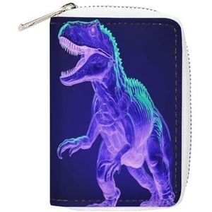 YTLKGFP Lederen Kaarthouder Case Card Wallet Creditcard Houder Groene Dinosaurus Stijl Gedrukt Rits Kaarthoezen Houder voor Vrouwen Mannen, Groene Dinosaurus Stijl, 6,3 x 4,5 inch, Hedendaags, Groene