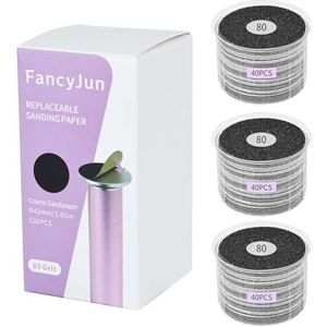 120 stuks grove 80 korrel vervangbare schuurpapierschijven voor elektrische voeteeltverwijderaars - 42 mm zware voetvijlvullingen - snelle dode huid en eeltverwijdering