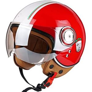 Volwassenen Motor Open Helm, Cool Girl Style Retro Halve Helm DOT Goedgekeurde 3/4 Zonnebrandcrème Motorhelmen voor Scooter Mannen en Vrouwen Cruiser Bromfiets Half Shell Helm Decoration
