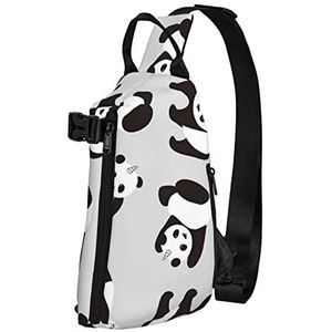 WOWBED pandaPrinted Crossbody Sling Bag Multifunctionele Rugzak voor Reizen Wandelen Buitensporten, Zwart, One Size