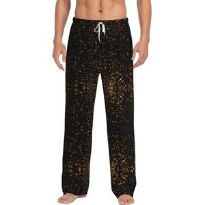 OKFSTY Zwart En Goud Behang Heren Pyjama Broek,Pyjama Polyester Broek Voor Mannen Zachte Lange Lounge Pj Slaap Broek Met Zakken, Wit, S