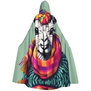 SSIMOO Lama in een sjaal volwassen mantel met capuchon, vreselijke spookfeestmantel, geschikt voor Halloween en themafeesten