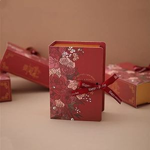 5 stks Bruiloft Benodigdheden Creatieve Kraft Papier Bloemdoos Creatieve Geschenkdoos Verpakking Doos Met Lint Geschenkdoos Snoep Doos (rood)