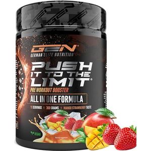 Push it to the Limit - Pre Workout met L-Arginine + Citrulline + L-Tyrosine + L-Theanine + L-Carnitine + AAKG + Taurine + Rhodiola Rozenwortel + Cafeïne - Hoge Dosis - 360g - Mango Strawberry Taste