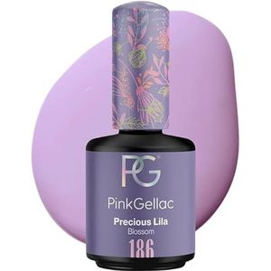 Pink Gellac Gellak - 186 Precious Lila 15 ml - UV Gel Nagellak Paars - Eenvoudig aan te brengen Nagellak voor 14 Dagen Salonkwaliteit - Veganistische Gellak gemaakt in Nederland