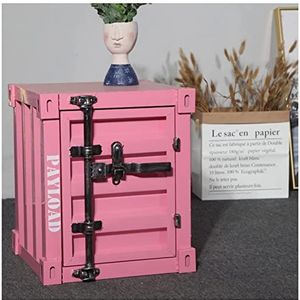 KRXSOBNV, Retro nachtkastje grijs, 2-laags nachtkastje met deur, slaapkamer, woonkamer, opbergorganisator bijzettafel 40 * 38 * ，Vintage opbergkasten(Pink)
