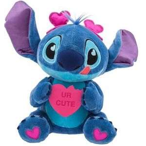 Disney Store Officiële Stitch klein zacht speelgoed, Lilo & Stitch, 30,5 cm, knuffelig pluche karakterfiguur, blauwe alien met harten en UR-CUTE bericht, geschikt voor kinderen vanaf 0 jaar