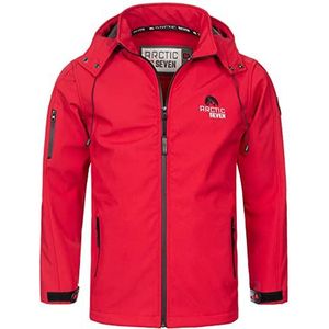 Arctic Seven Heren softshell jas functionele jas outdoor regenjas ademende fleece binnenvoering AS087, rood, XXL