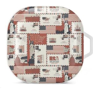 Patroon op thema Usa oordopjes hoesje compatibel met Samsung hard shell beschermhoes witte stijl